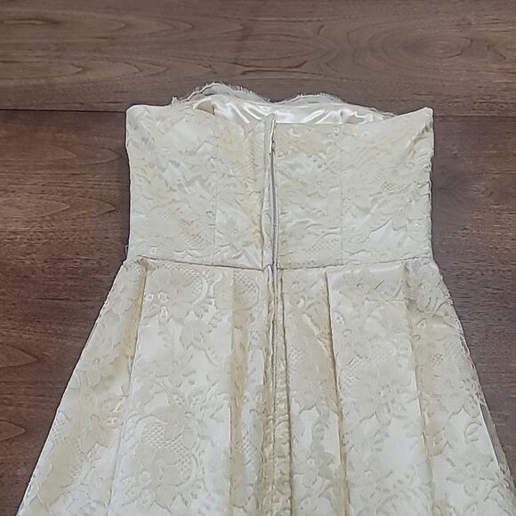 Vtg 1950s Cream Lace over Satin Strapless Dress & Jacket - Picture 7 of 14